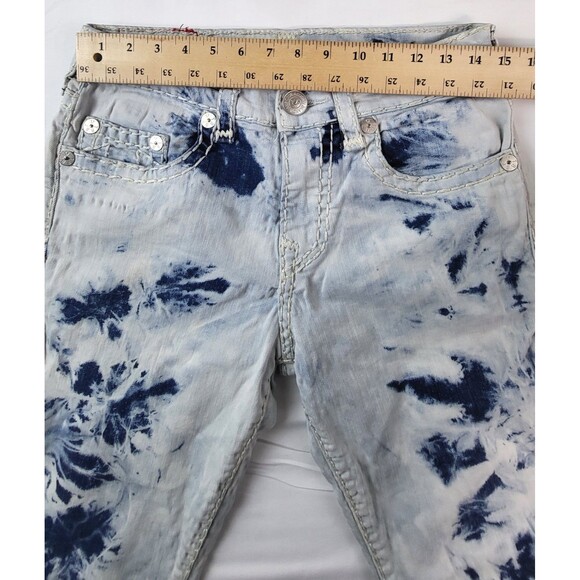 True Religion Ricky Relaxed Straight Jeans Mens 31 Thick Stitch Acid Wash - Picture 11 of 12